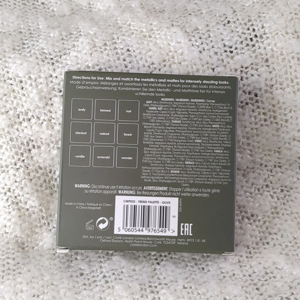 Ciaté London Trend 9 Shade Eyeshadow Palette in Olive, 10.8g/0.38oz